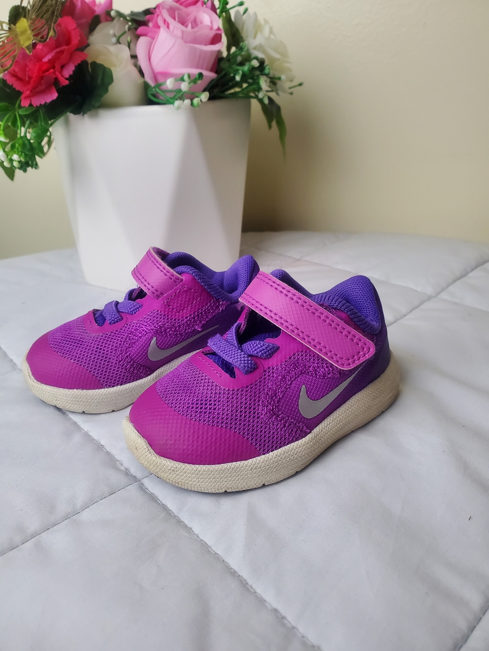 Nike Revolution 3 Kids Purple and Pink Sneakers Size 3C